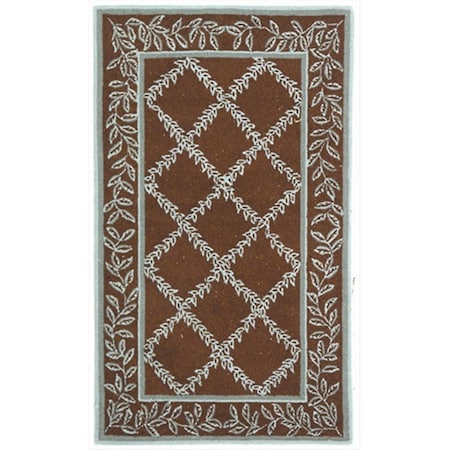 Safavieh 2 ft. - 9 in. x 4 ft. - 9 in. Small Rectangle- Transitional Chelsea Brown And Blue Hand Hooked Rug HK230G-3